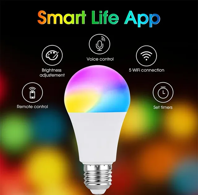 E27 New Design Smart Light Bulb RGB Colorful Smart Lamp 7W 9W 10W White/Warm White/RGB AC220-240V 50/60HZ