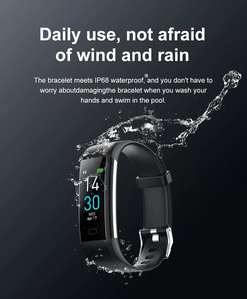健身追蹤器智慧手環，附心率監測器/計步器/卡路里。 IP65 防水男士/女士健身智慧手錶追蹤器