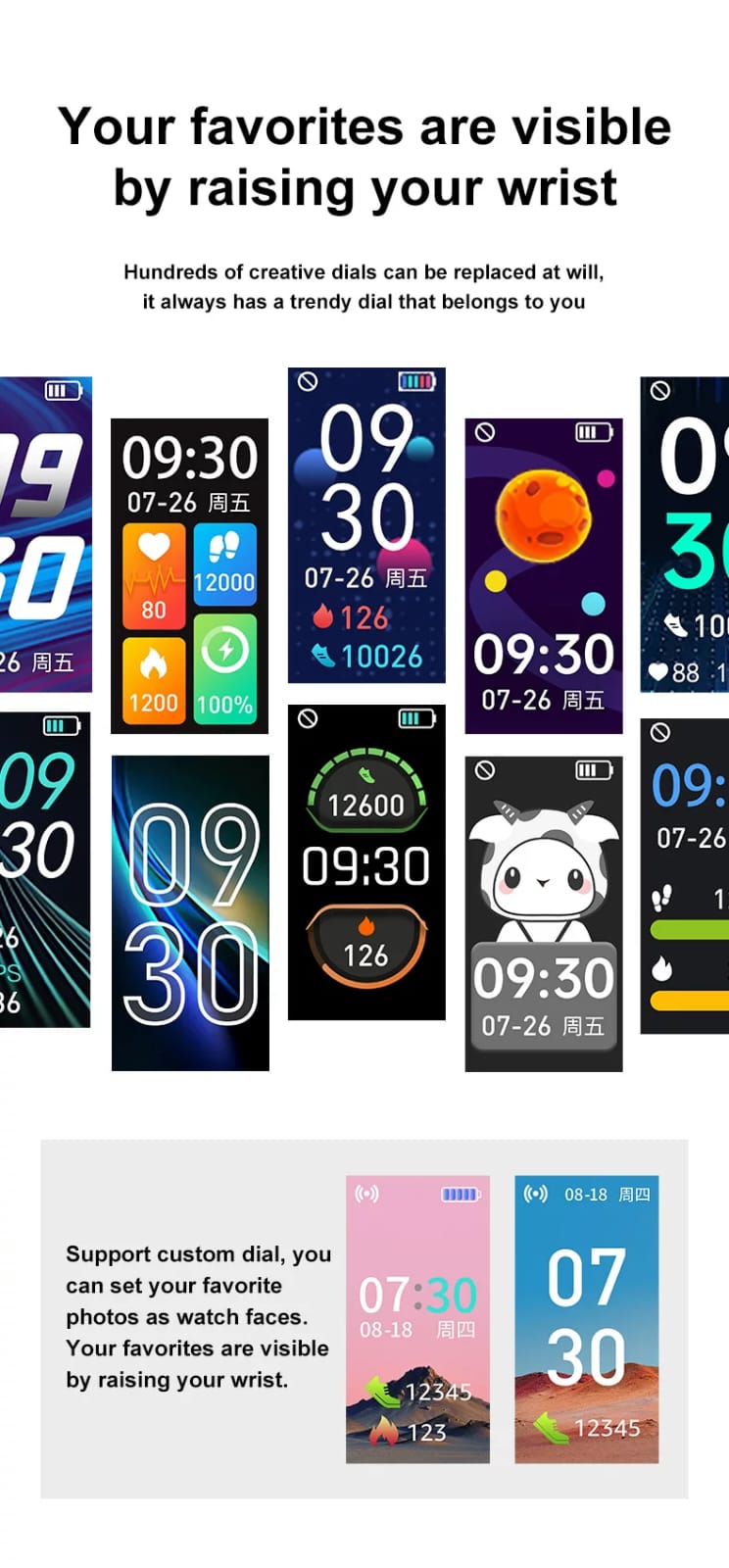 健身追蹤器智慧手環，附心率監測器/計步器/卡路里。 IP65 防水男士/女士健身智慧手錶追蹤器