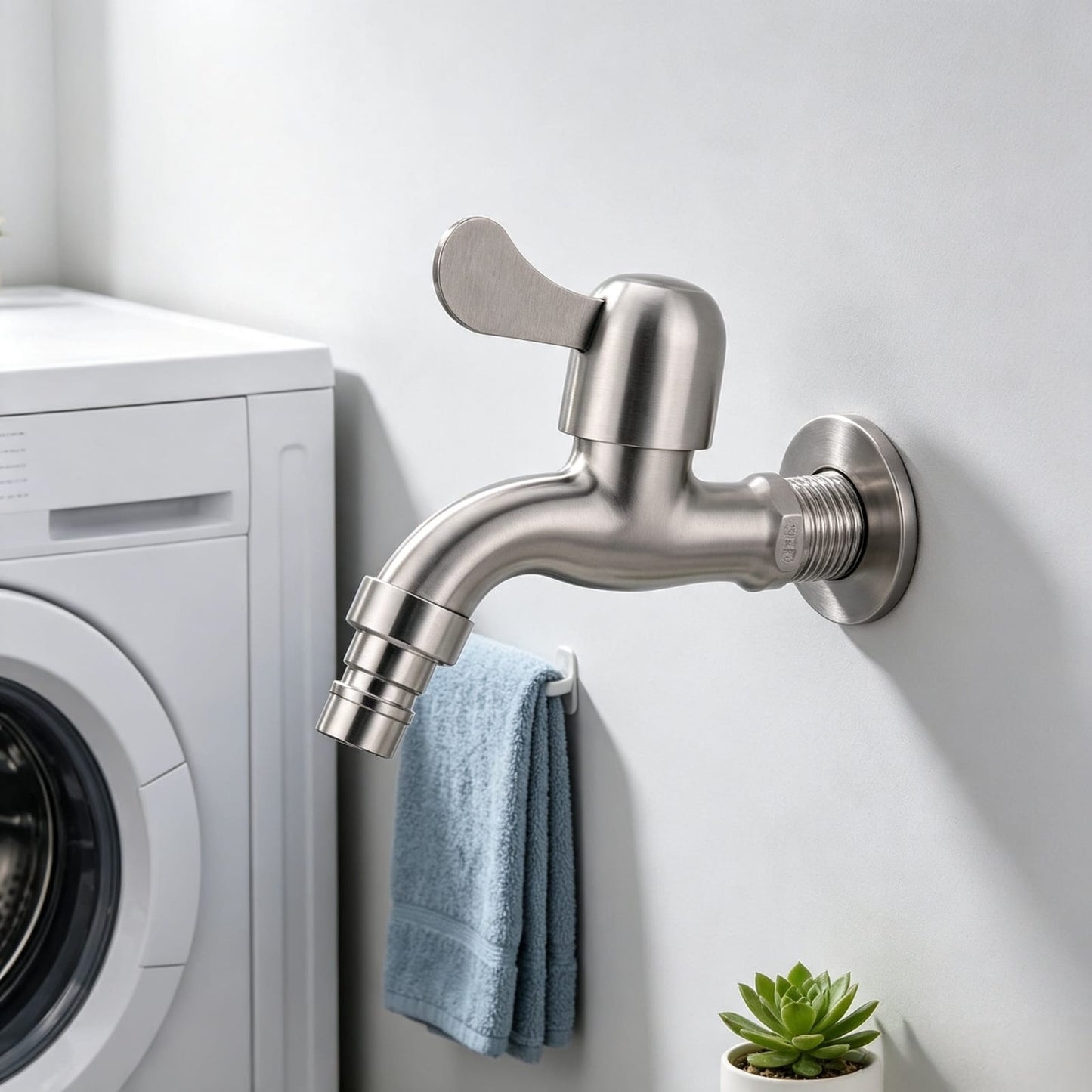 SUS304 Stainless Steel Laundry Tap | Brushed Nickle Finishing | Durable Anti-Rust | Faucet | Washing Machine Tap |  304不鏽鋼洗衣機龍頭｜拉絲表面｜耐用防鏽 | (LT-2037)