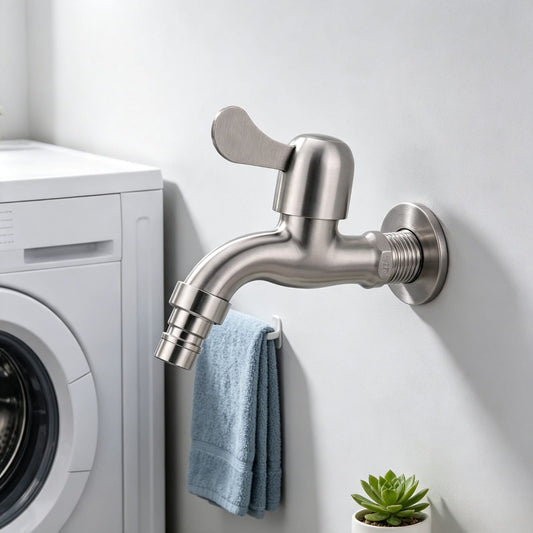 SUS304 Stainless Steel Laundry Tap | Brushed Nickle Finishing | Durable Anti-Rust | Faucet | Washing Machine Tap |  304不鏽鋼洗衣機龍頭｜拉絲表面｜耐用防鏽 | (LT-2037)