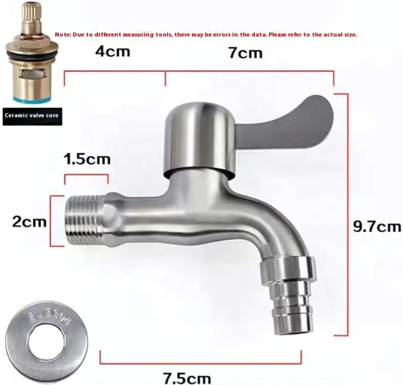 SUS304 Stainless Steel Laundry Tap | Brushed Nickle Finishing | Durable Anti-Rust | Faucet | Washing Machine Tap |  304不鏽鋼洗衣機龍頭｜拉絲表面｜耐用防鏽 | (LT-2037)