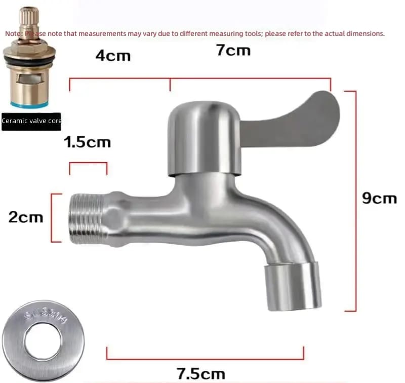 SUS304 Stainless Steel Laundry Tap | Brushed Nickle Finishing | Durable Anti-Rust | Faucet | Washing Machine Tap |  304不鏽鋼洗衣機龍頭｜拉絲表面｜耐用防鏽 | (LT-2037)